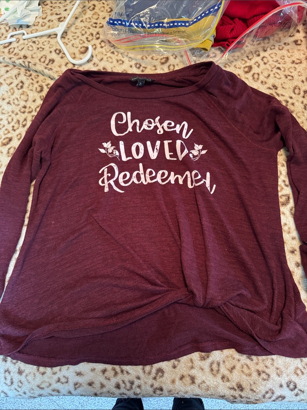 Signature Studio Women's Chosen Loved Redeemed Long Sleeve Top - Burgundy